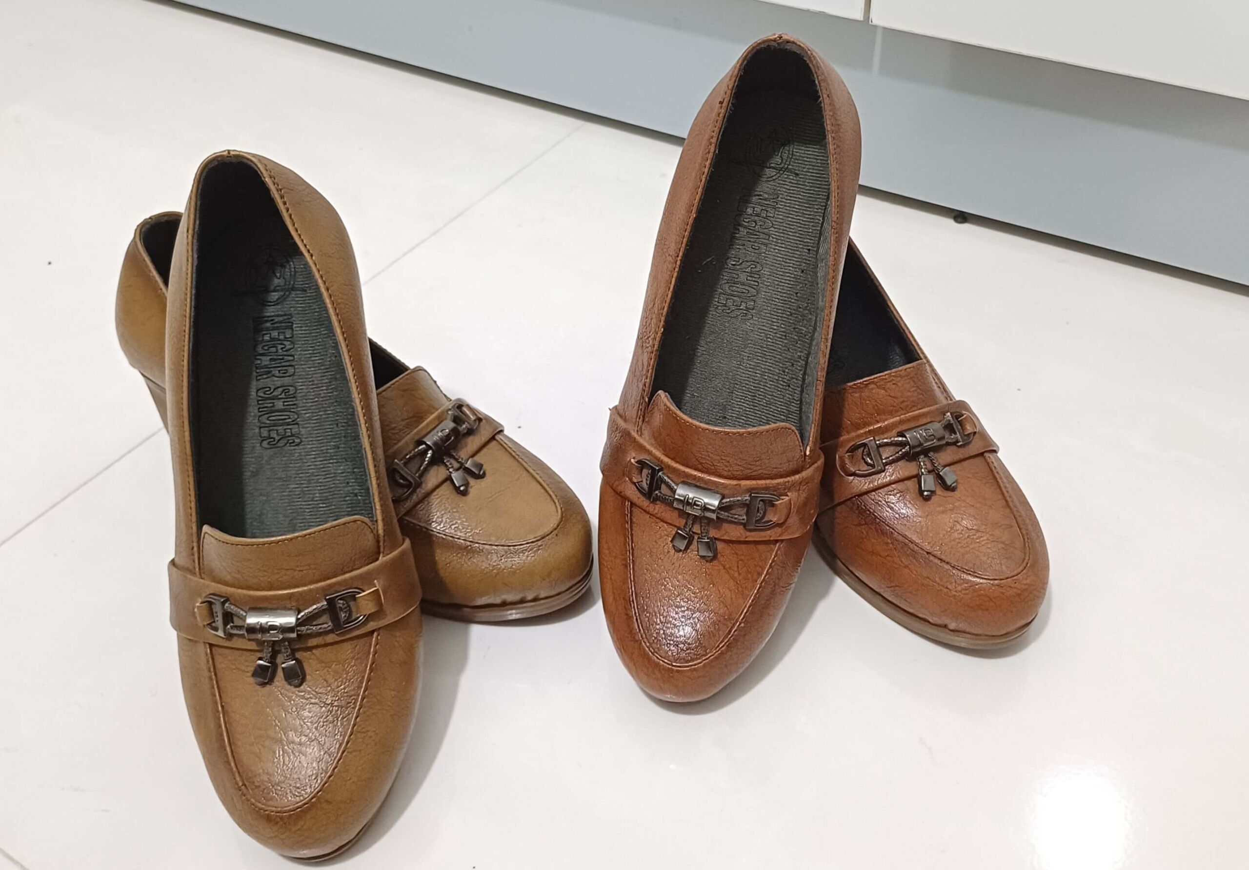 کفش قهوه ای پاشنه دار پاپیون زنانه دخترانه ترند شیک